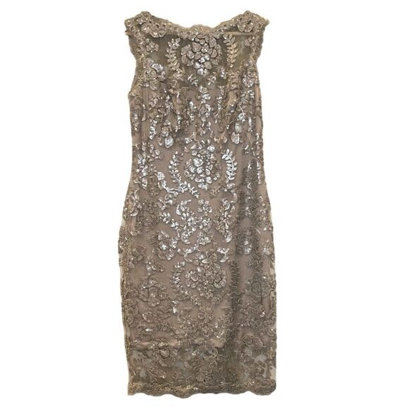 Tadashi Shoji Illusion Sequin Lace Sleeveless Dress - Women's 2 - Picture 2 of 6